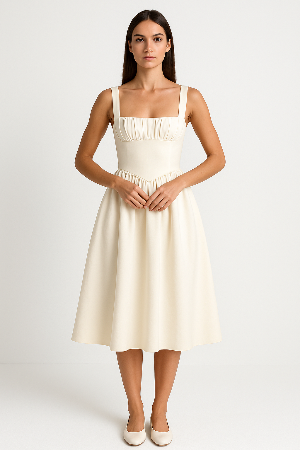 Draped Corset Midaxi Dress