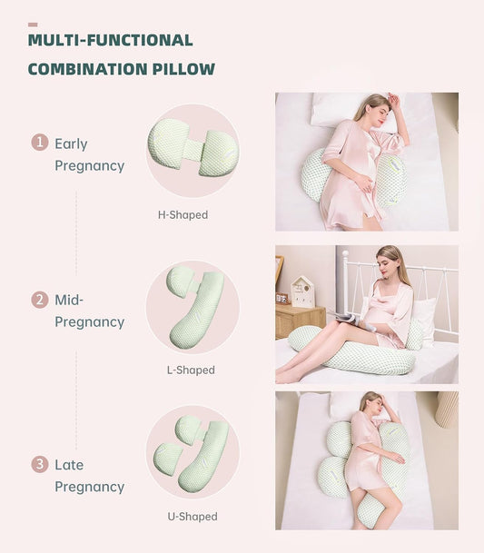 Oternal Pregnancy Pillow for Pregnant Women, Soft Pregnancy Body Pillow,Support for Back, Hips, Legs, Maternity Pillow with Detachable and Adjustable Pillow Cover