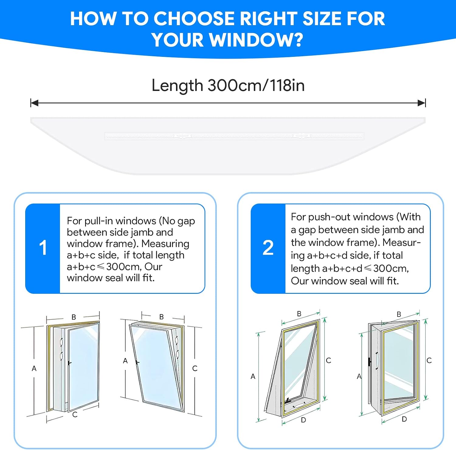 MOEGFY Air Conditioner Window Seal, Upgraded Aircon Window Seal for Mobile Air Conditioner Unit and Tumble Dryer 400cm/158Inch, Portable Air Conditioning Window Kit, Hot Air Stop Air Exchange Guards | water proof