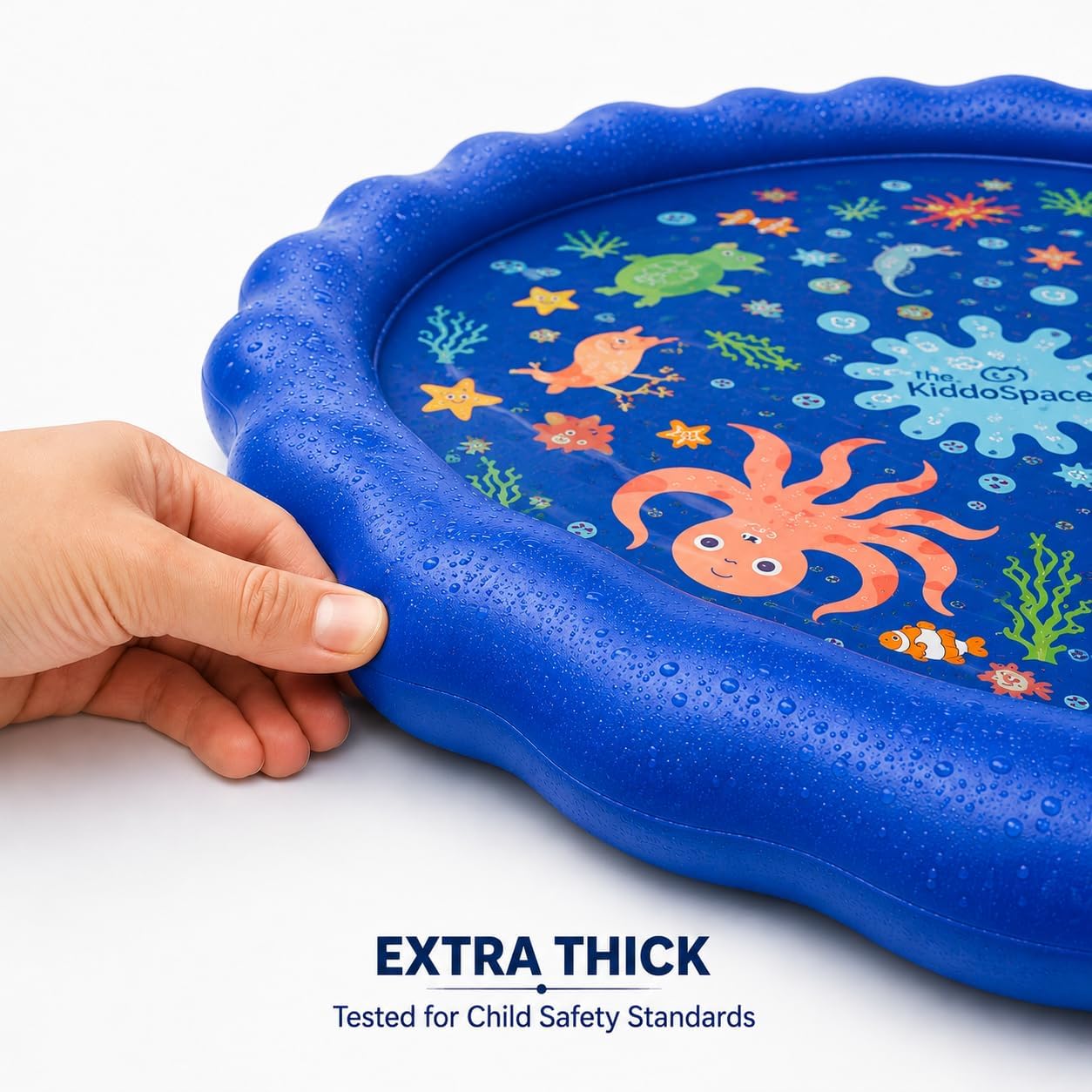 KiddoSpace Splash Pad for Kids – Non-Slip Outdoor Water Play Mat with Learning Designs, Fun Backyard Summer Activity for Toddlers and Children, Includes Repair Kit, BPA-Free