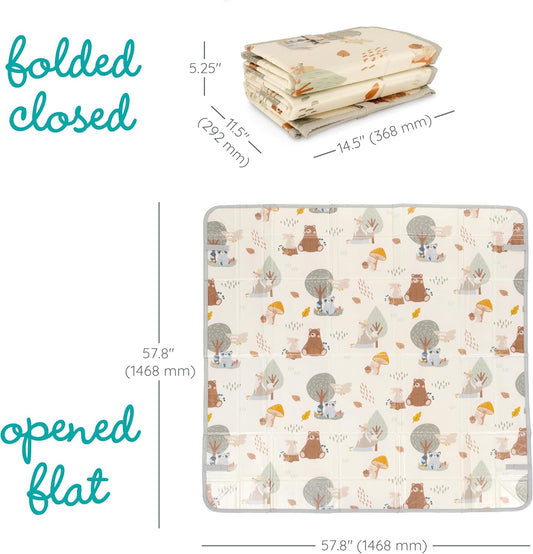 Infantino Foldable Soft Foam Mat, Baby Play Mat, Extra Large, Double-Sided Cushioned Portable, Fold-Up Sides, Non Slip Crawling for Infants & Toddlers, Woodland