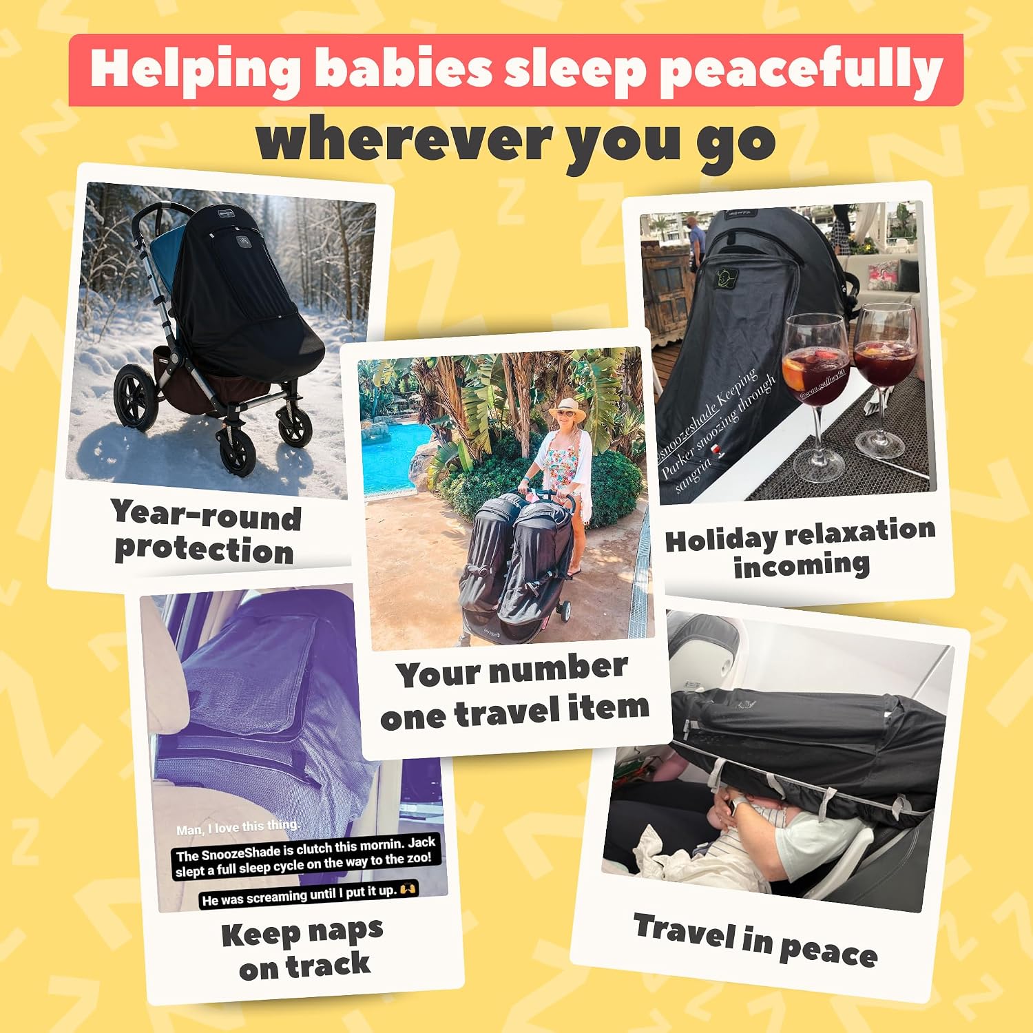 SnoozeShade Plus Extra Pram and Stroller Sun Shade Cover Blocks 99% UV UPF50