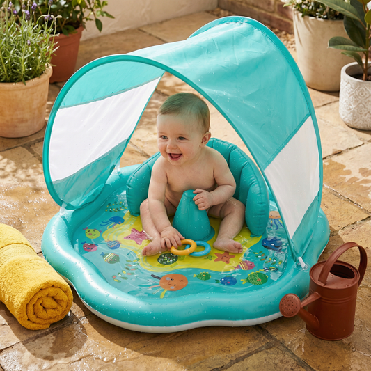 Inflatable Baby Splash Play Mat with Canopy – Water Play & Sun Protection for Toddlers
