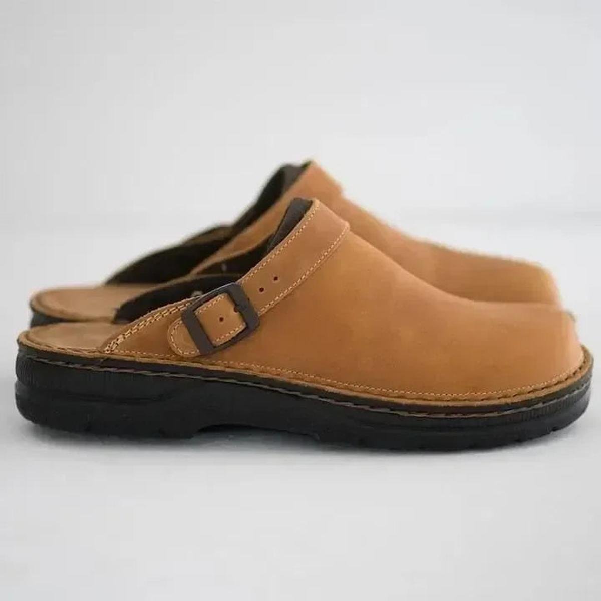 Orthopaedic Leather Slippers With Arch Support And Cushioned Insoles