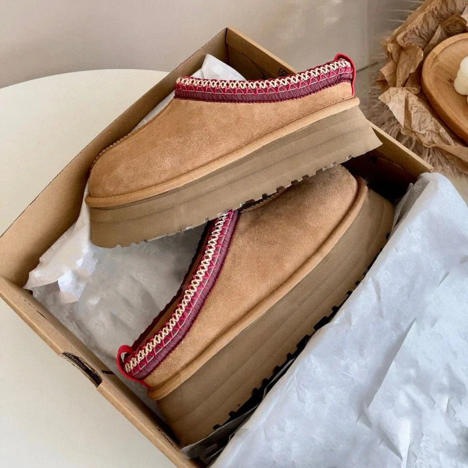 Women's Ultra Mini Platform Boots with Fur Lining – Stylish Ankle Booties for Winter