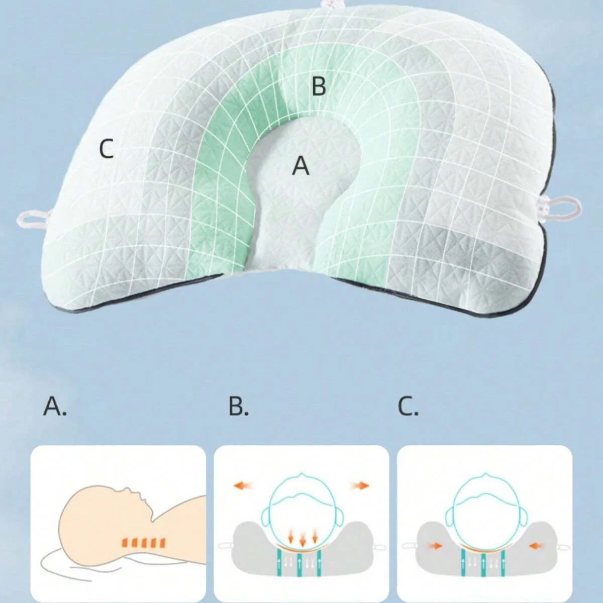 SnugNest Baby Head Shaping Pillow | Anti-Flat Head Support for Newborns