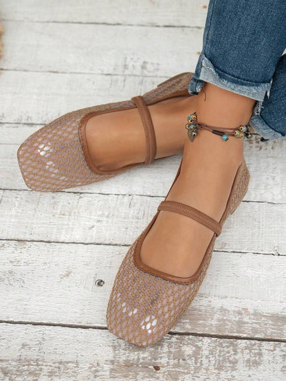 Helen | Comfortable Slip-On Lace Mesh Hollow Flat Shoes