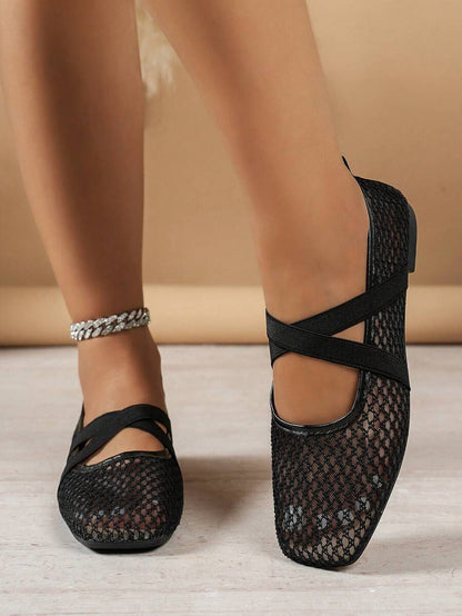 Helen | Comfortable Slip-On Lace Mesh Hollow Flat Shoes