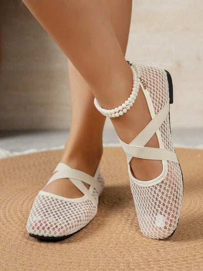 Helen | Comfortable Slip-On Lace Mesh Hollow Flat Shoes