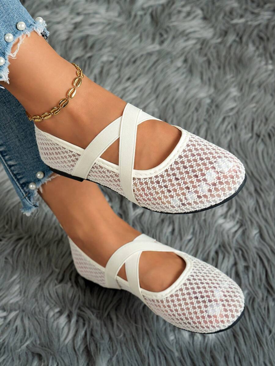 Helen | Comfortable Slip-On Lace Mesh Hollow Flat Shoes