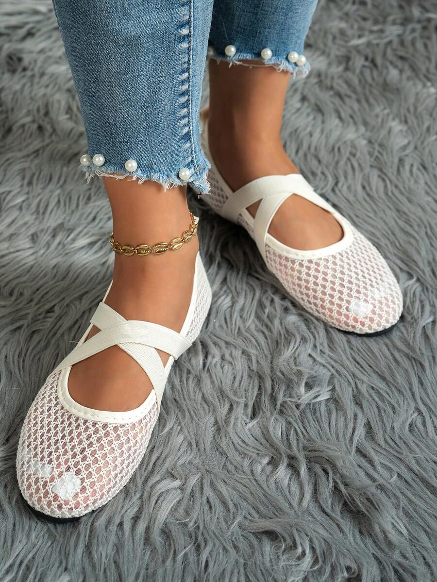 Helen | Comfortable Slip-On Lace Mesh Hollow Flat Shoes