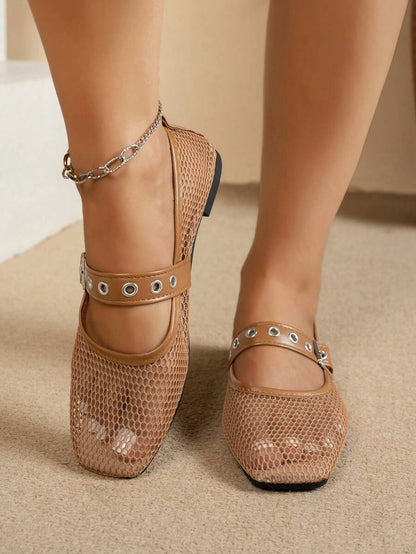 Helen | Comfortable Slip-On Lace Mesh Hollow Flat Shoes