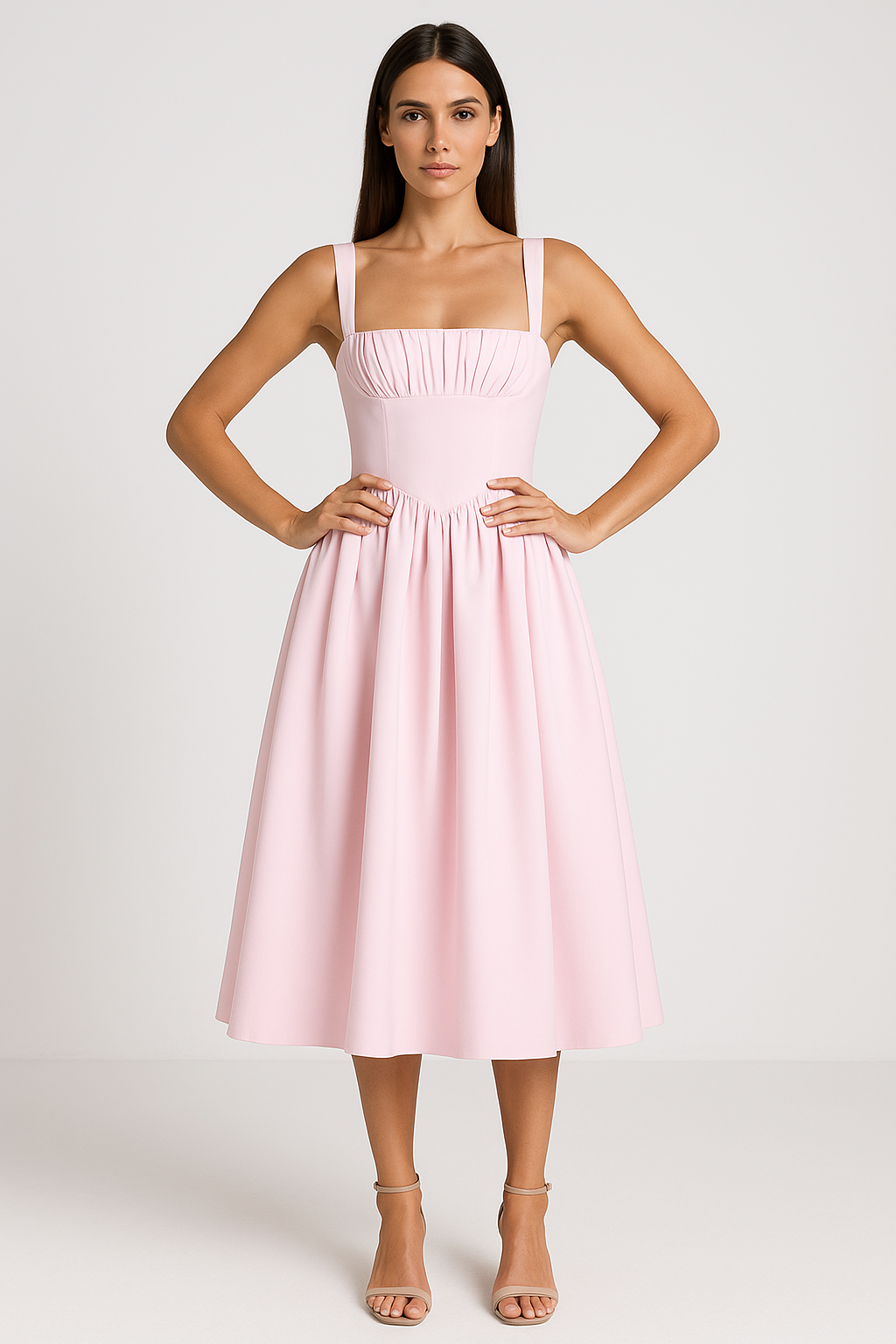 Draped Corset Midaxi Dress