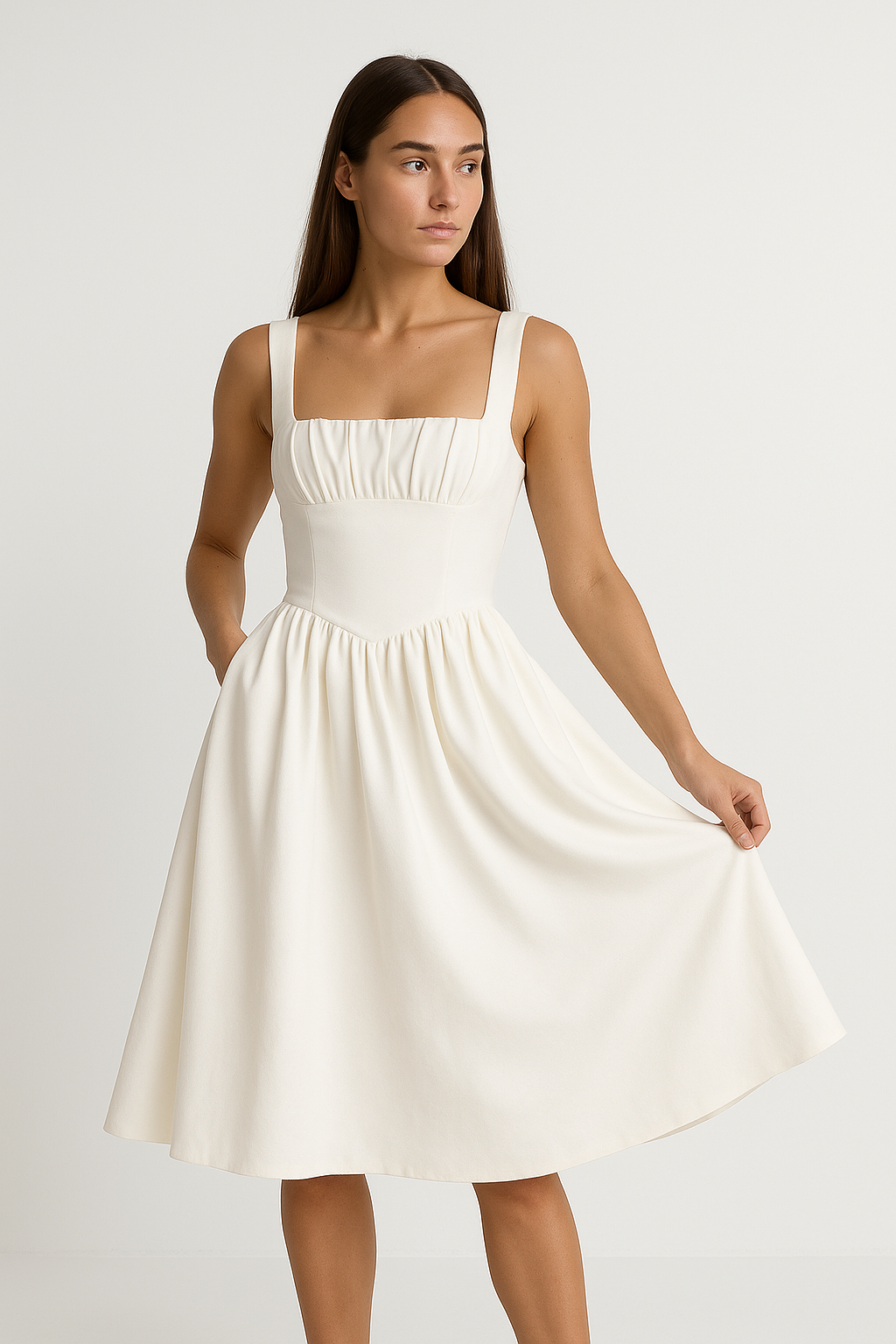 Draped Corset Midaxi Dress