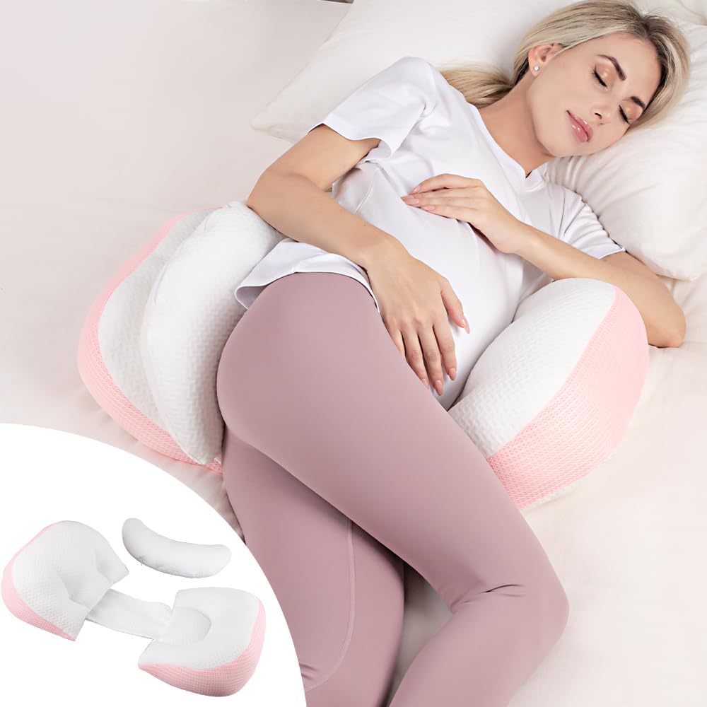Chilling Home Pregnancy Pillows for Sleeping, Maternity Pillow for Belly, Adjustable and Portable Maternity Body Pillows for adults with Breathable Cover(Grey)