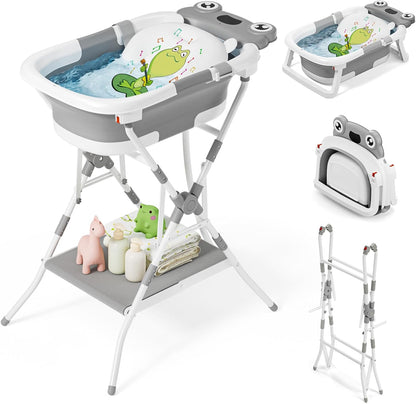 COOSEYA Foldable Baby Bath Tub Essentials for Newborn