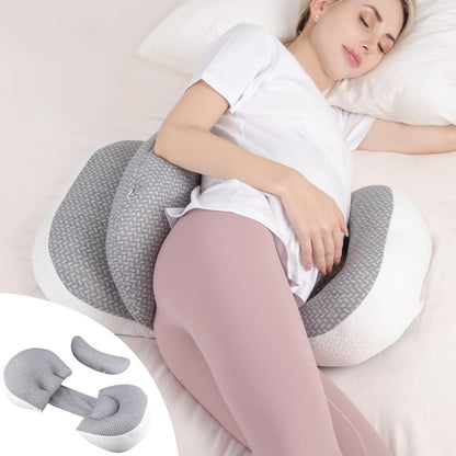 Chilling Home Pregnancy Pillows for Sleeping, Maternity Pillow for Belly, Adjustable and Portable Maternity Body Pillows for adults with Breathable Cover(Grey)