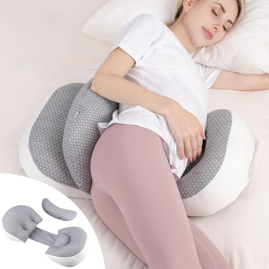 Chilling Home Pregnancy Pillows for Sleeping, Maternity Pillow for Belly, Adjustable and Portable Maternity Body Pillows for adults with Breathable Cover(Grey)