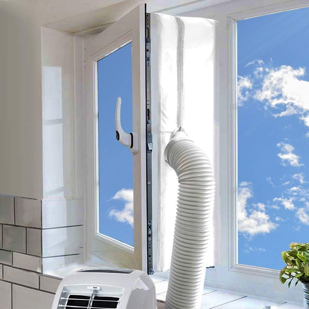 MOEGFY Air Conditioner Window Seal, Upgraded Aircon Window Seal for Mobile Air Conditioner Unit and Tumble Dryer 400cm/158Inch, Portable Air Conditioning Window Kit, Hot Air Stop Air Exchange Guards | water proof
