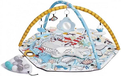 Kinderkraft Baby Playmat SMARTPLAY, Educational Mat, Activity Play Gym, with Ajustable Fitness Frame, Playpen Function, Accessories, Hanging Rattle, 5 Toys, 30 Balls, for Newborn, Suitable from Birth