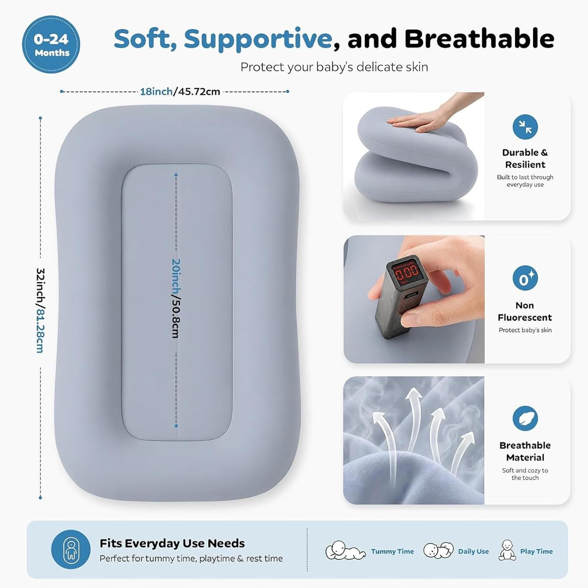 Baby Lounger for Newborn | Portable Support Pillow
