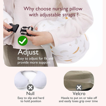 momcozy Nursing Pillow, Ergonomic Breastfeeding Support, Starry Sky | Safety Guard For Baby, Comfortable Feeding Positions For Parents, Versatile Use For Bottle Feeding, Removable Cotton Cover