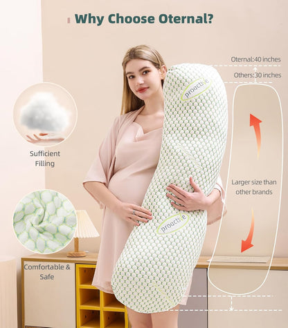 Oternal Pregnancy Pillow for Pregnant Women, Soft Pregnancy Body Pillow,Support for Back, Hips, Legs, Maternity Pillow with Detachable and Adjustable Pillow Cover