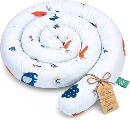 Totsy Baby XXL bed snake, bed pillow, nursing pillow, bed roll, bed guard, decorative pillow, bed border, snake XL handmade Navy blue with rainbow 300 cm certificat Oeko-Tex