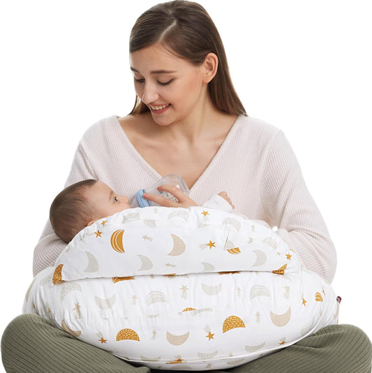 momcozy Nursing Pillow, Ergonomic Breastfeeding Support, Starry Sky | Safety Guard For Baby, Comfortable Feeding Positions For Parents, Versatile Use For Bottle Feeding, Removable Cotton Cover