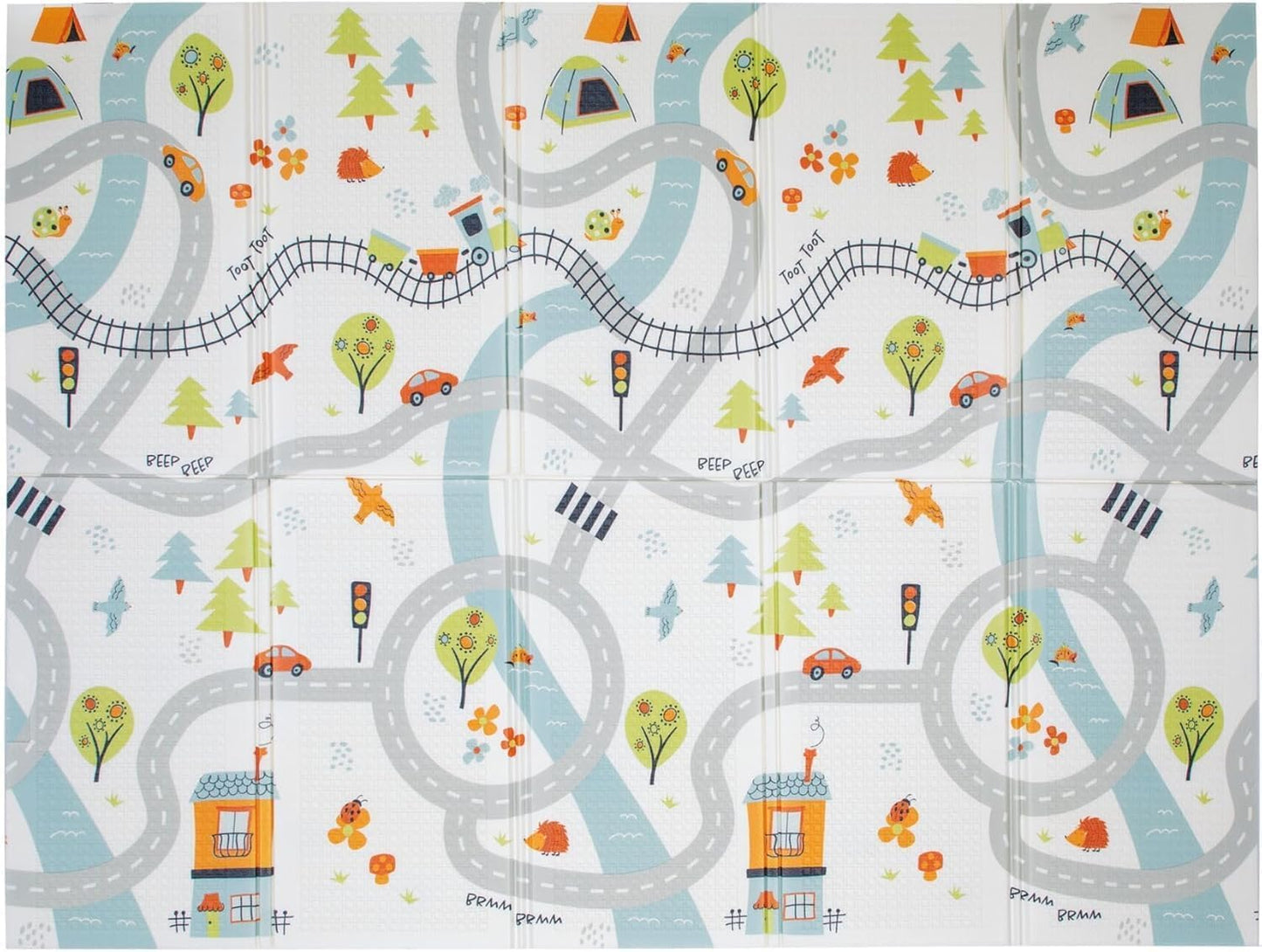 Nuby Foldable Reversible Play Mat - Easy Clean | Reversible | Waterproof | Suitable from Birth | 147 x 195 cm (Rainbow)