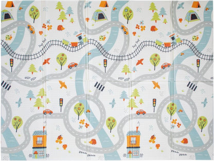Nuby Foldable Reversible Play Mat - Easy Clean | Reversible | Waterproof | Suitable from Birth | 147 x 195 cm (Rainbow)