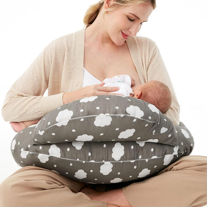 momcozy Nursing Pillow, Ergonomic Breastfeeding Support, Pink | Safety Guard For Baby, Comfortable Feeding Positions For Parents, Versatile Use For Bottle Feeding, Removable Cotton Cover
