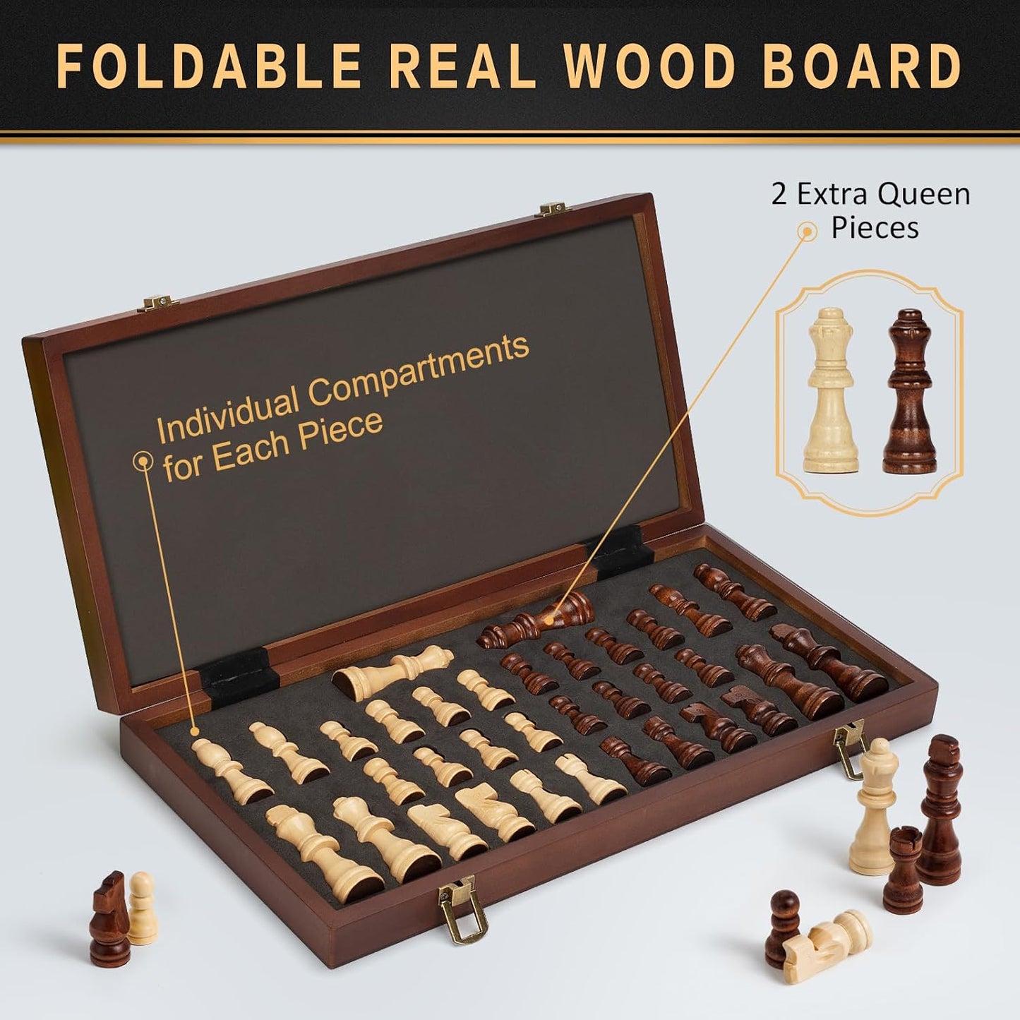 Portable Magnetic Wooden Chess Set