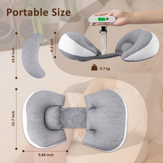Chilling Home Pregnancy Pillows for Sleeping, Maternity Pillow for Belly, Adjustable and Portable Maternity Body Pillows for adults with Breathable Cover(Grey)