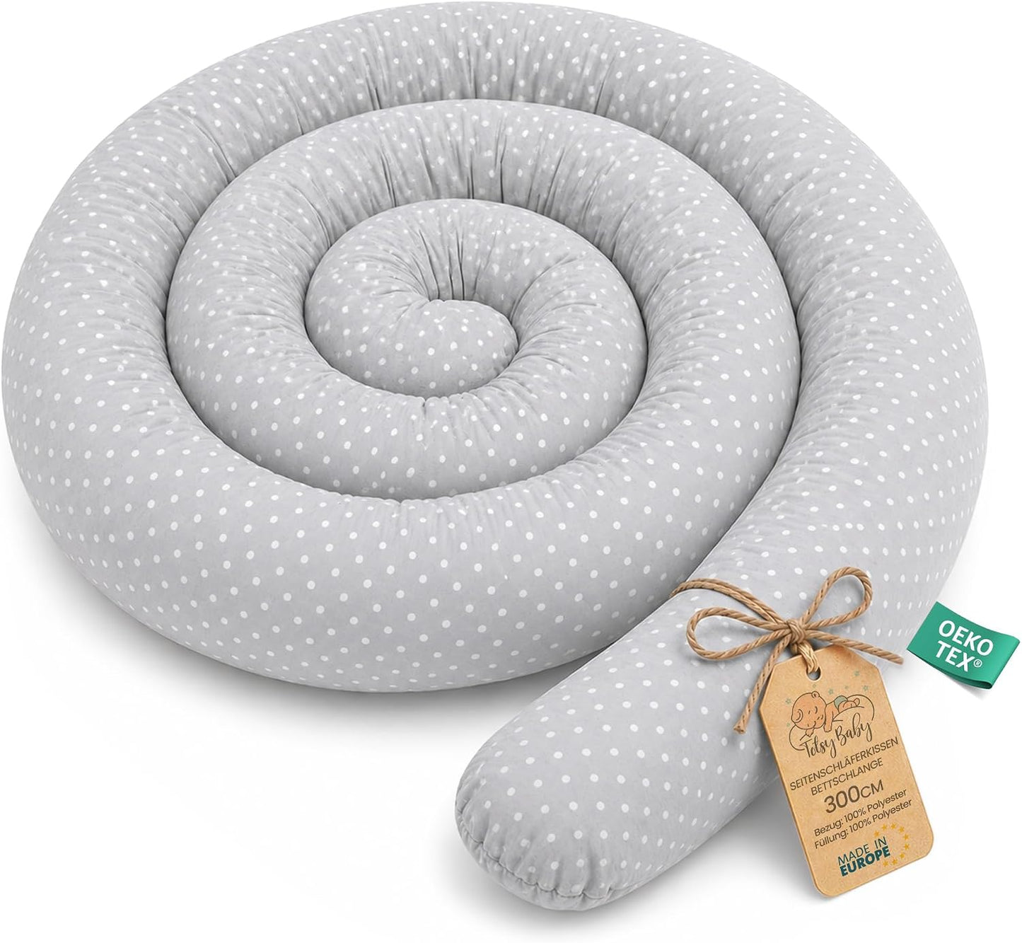 Totsy Baby XXL bed snake, bed pillow, nursing pillow, bed roll, bed guard, decorative pillow, bed border, snake XL handmade Navy blue with rainbow 300 cm certificat Oeko-Tex