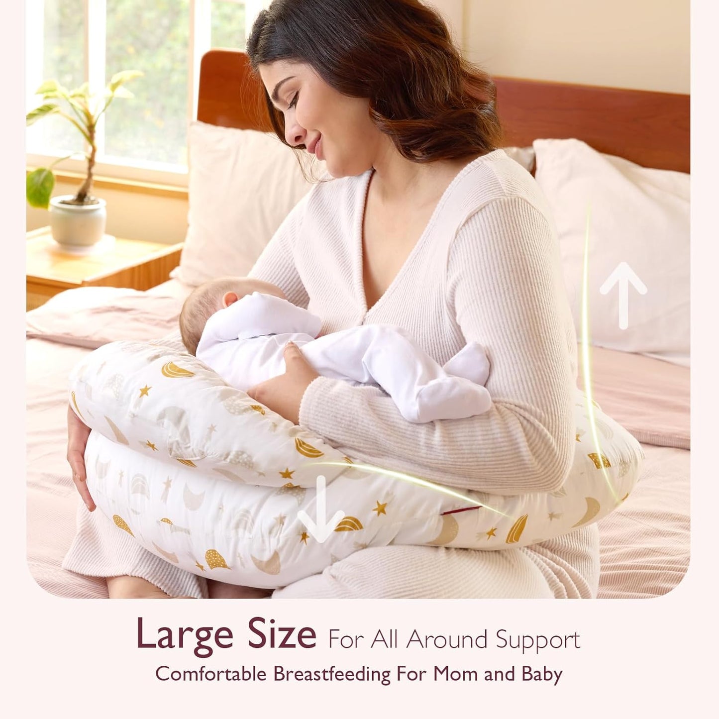 momcozy Nursing Pillow, Ergonomic Breastfeeding Support, Starry Sky | Safety Guard For Baby, Comfortable Feeding Positions For Parents, Versatile Use For Bottle Feeding, Removable Cotton Cover