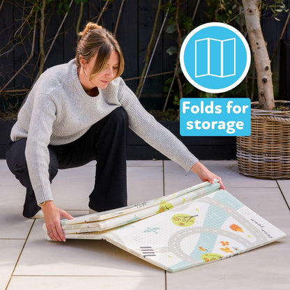 Nuby Foldable Reversible Play Mat - Easy Clean | Reversible | Waterproof | Suitable from Birth | 147 x 195 cm (Rainbow)