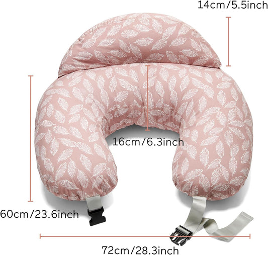 momcozy Nursing Pillow, Ergonomic Breastfeeding Support, Pink | Safety Guard For Baby, Comfortable Feeding Positions For Parents, Versatile Use For Bottle Feeding, Removable Cotton Cover