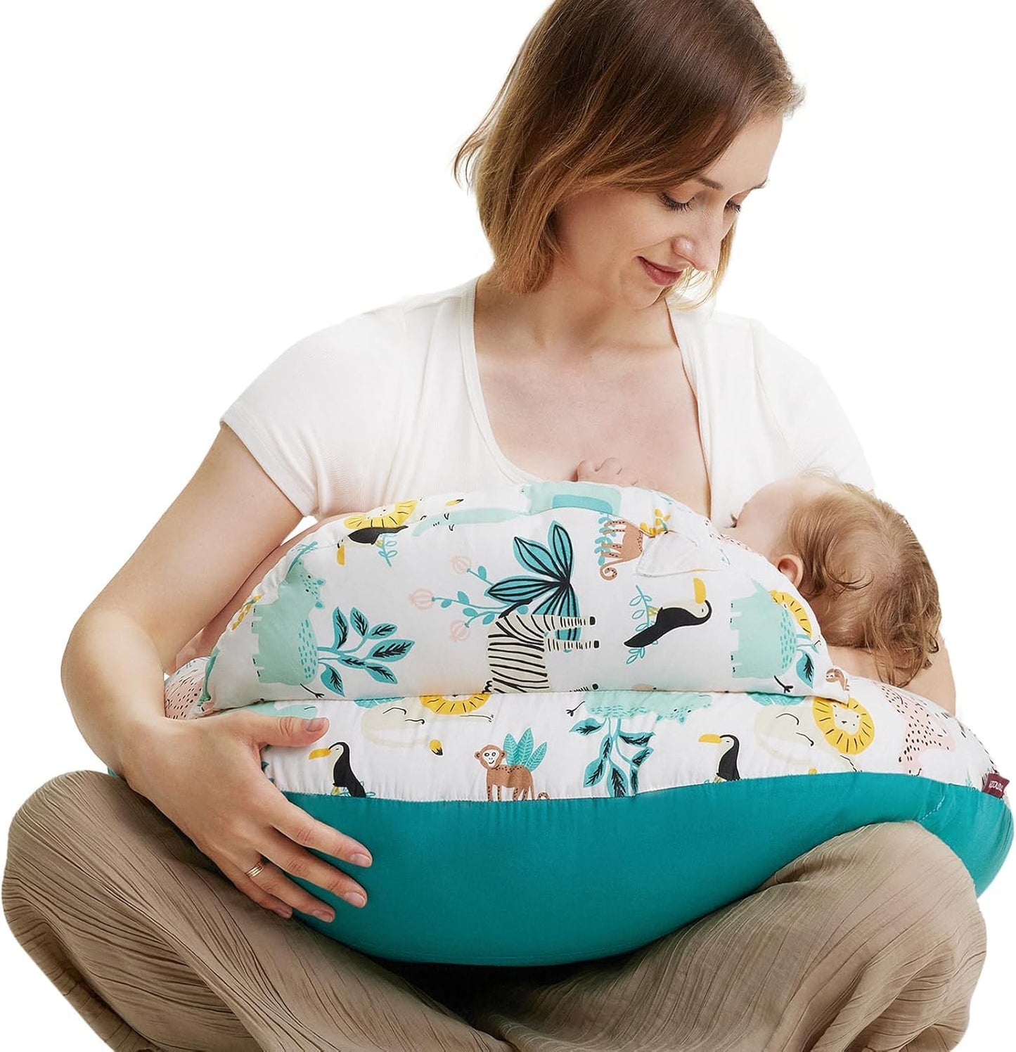 momcozy Nursing Pillow, Ergonomic Breastfeeding Support, Pink | Safety Guard For Baby, Comfortable Feeding Positions For Parents, Versatile Use For Bottle Feeding, Removable Cotton Cover