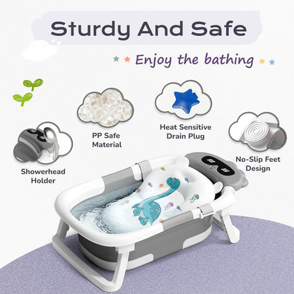 COOSEYA Foldable Baby Bath Tub Essentials for Newborn