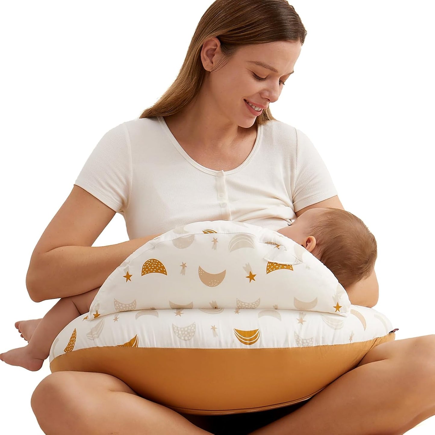 momcozy Nursing Pillow, Ergonomic Breastfeeding Support, Pink | Safety Guard For Baby, Comfortable Feeding Positions For Parents, Versatile Use For Bottle Feeding, Removable Cotton Cover