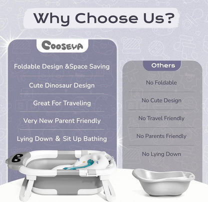 COOSEYA Foldable Baby Bath Tub Essentials for Newborn