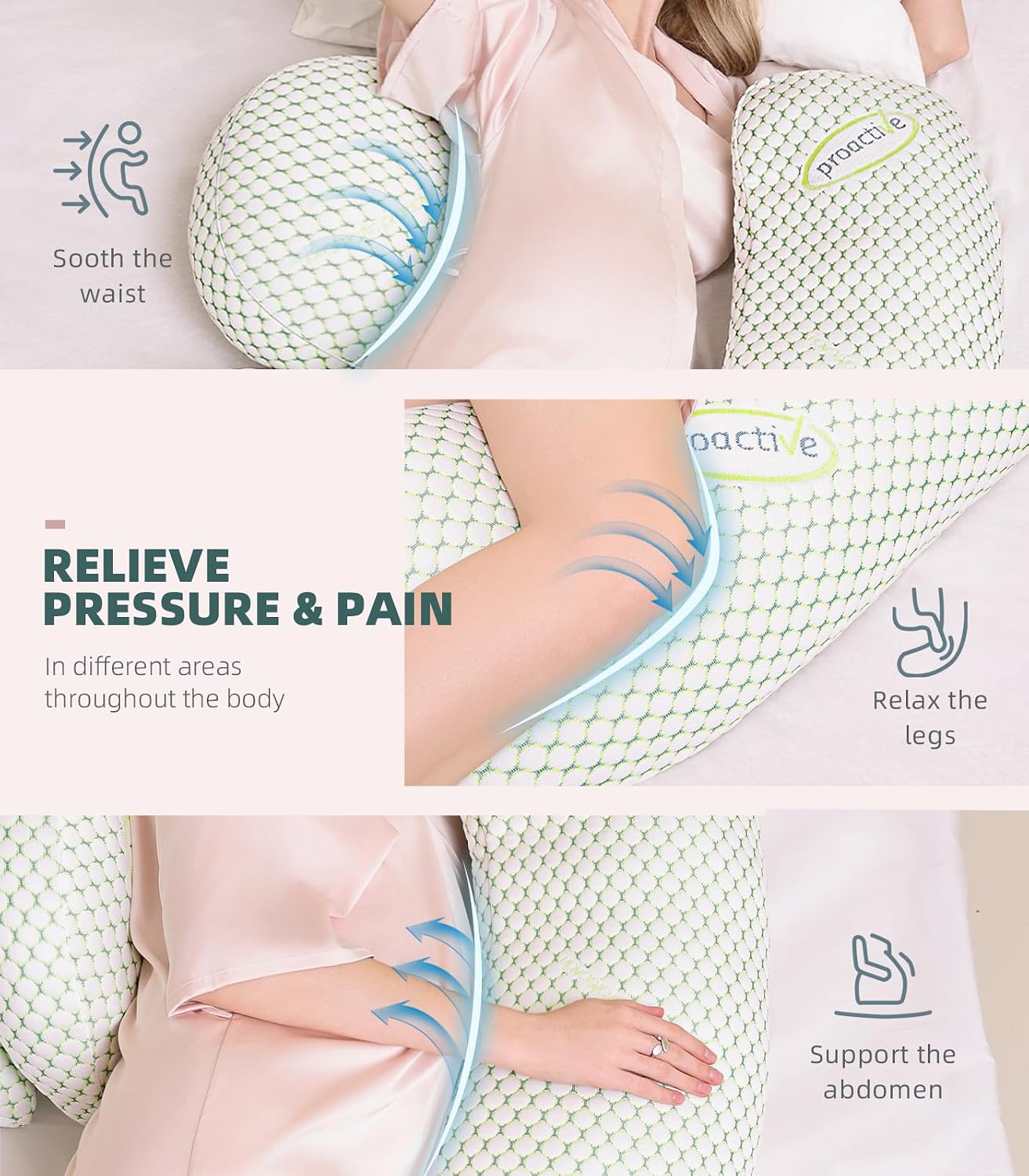 Oternal Pregnancy Pillow for Pregnant Women, Soft Pregnancy Body Pillow,Support for Back, Hips, Legs, Maternity Pillow with Detachable and Adjustable Pillow Cover
