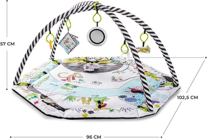 Kinderkraft Baby Playmat SMARTPLAY, Educational Mat, Activity Play Gym, with Ajustable Fitness Frame, Playpen Function, Accessories, Hanging Rattle, 5 Toys, 30 Balls, for Newborn, Suitable from Birth