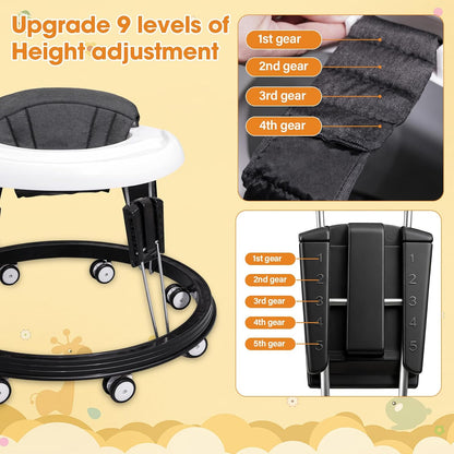 Alivio Foldable Baby Walker with 9-Level Height Adjustment