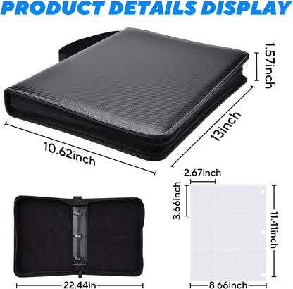 Portable 9-Pocket Trading Card Binder, Holds 1080 Cards with 60 Removable Double-Sided Sleeves, Baseball Card Binder Card Storage Organizer Album for Boys, Girls, Sports & Game Cards