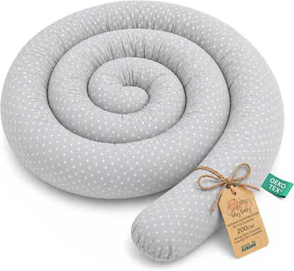 Totsy Baby XXL bed snake, bed pillow, nursing pillow, bed roll, bed guard, decorative pillow, bed border, snake XL handmade Navy blue with rainbow 300 cm certificat Oeko-Tex