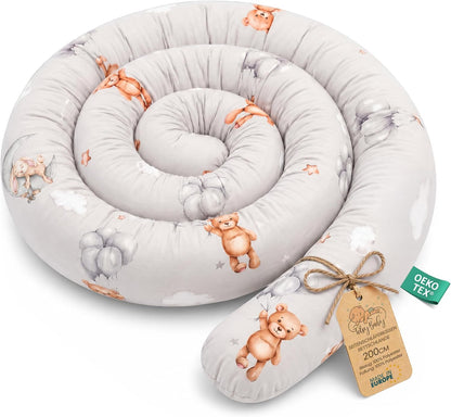 Totsy Baby XXL bed snake, bed pillow, nursing pillow, bed roll, bed guard, decorative pillow, bed border, snake XL handmade Navy blue with rainbow 300 cm certificat Oeko-Tex