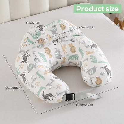 Labtec Nursing Pillow for Breastfeeding Baby, Multifunctional Breast Feeding Pillow with Adjustable Waist Strap and Safety Fence, 100% Cotton Removable Pillowcase, Animal Pattern