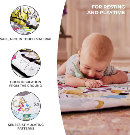 Kinderkraft Baby Playmat SMARTPLAY, Educational Mat, Activity Play Gym, with Ajustable Fitness Frame, Playpen Function, Accessories, Hanging Rattle, 5 Toys, 30 Balls, for Newborn, Suitable from Birth